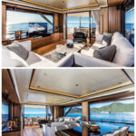 Tv lift a doppia corsa modello alzo zero installato su navetta 73 di Absolute Yachts