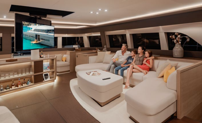 Flip tv systems with rotation on Lagoon yachts